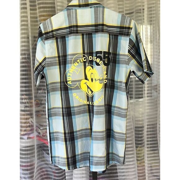 Disney Parks Plaid Button Shirt Disneyland 55 Sz Small Mickey Mouse - Picture 3 of 5